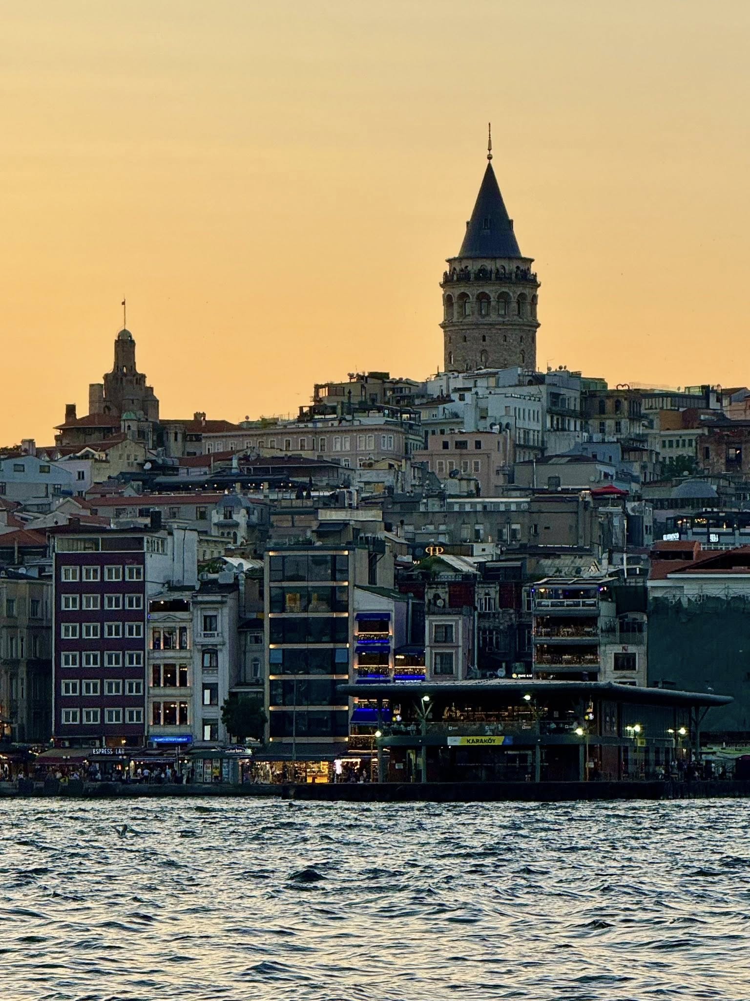 Galata Tower at sunset.